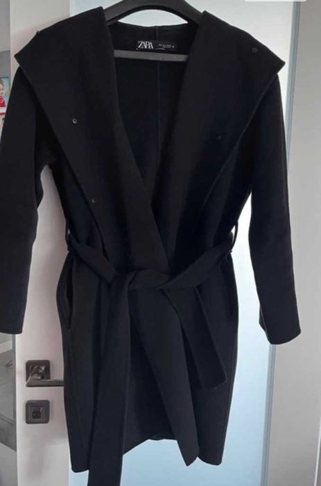 Zara płaszcz wełniany duży kaptur z dużym kapturem xs s m oversize