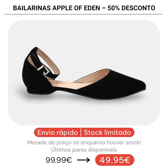 50% Desconto - Bailarina Apple of Eden Shoes