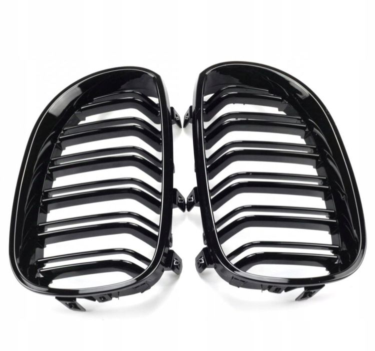 BMW E60 E61 Nerki Przedniego Zderzaka Grill Czarny Połysk