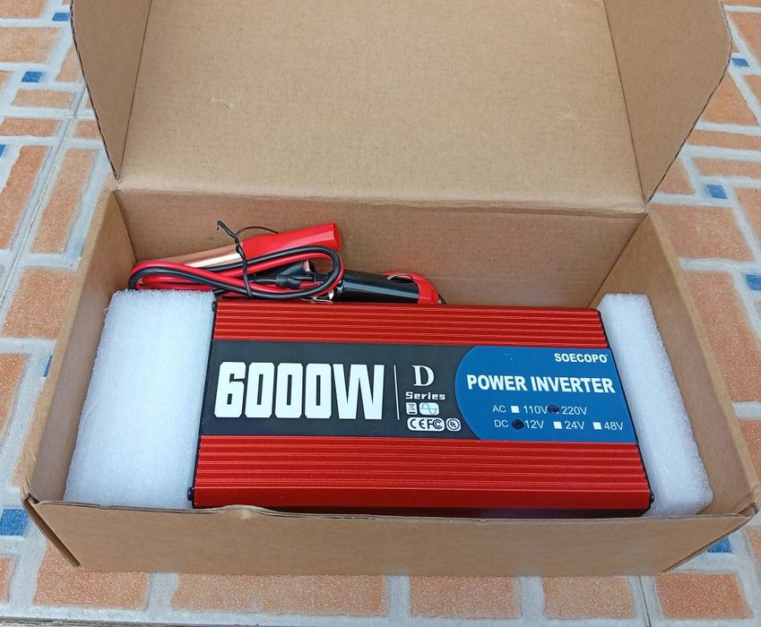 Inversores de potência.12 volts para 230 c/ 6000 watts continuos.
Potência Máxima: 6000W. Entrada/Saída: Entrada de 12V DC
Basta uma bateria e fica co