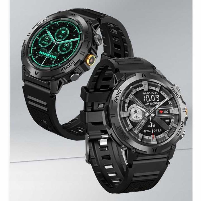 POLSKIE MENU Smartwatch męski wodoodporny pomiary rozmowy mikrofon EKG