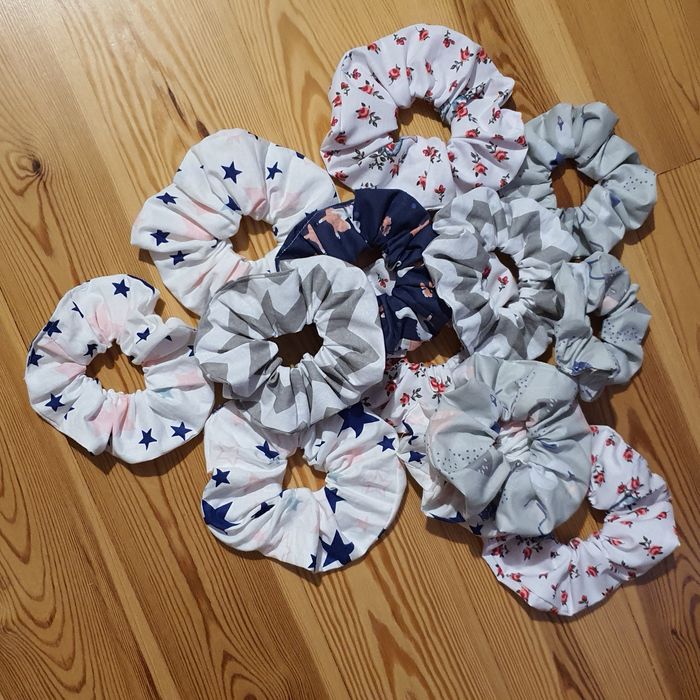 Handmade Gumka, gumki scrunchie do włosów szyte przez 10latka