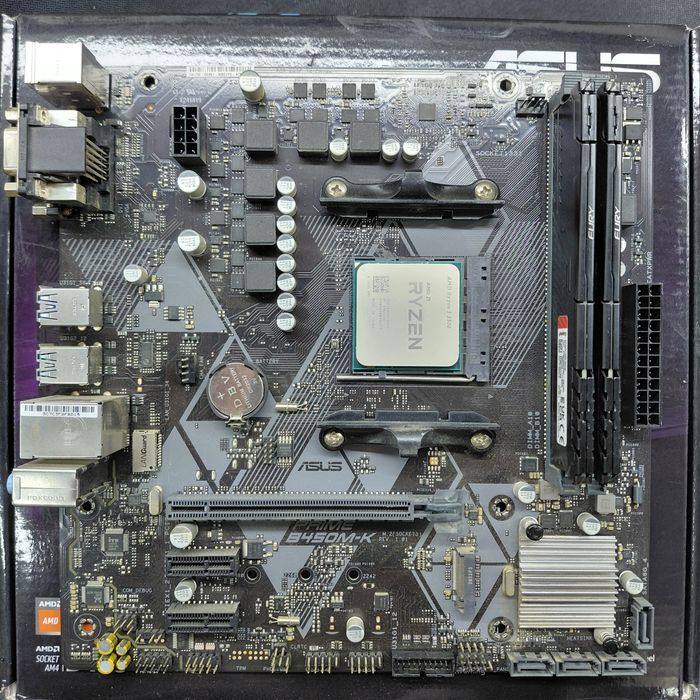 Комплект  AM4: Ryzen 5 5500 + Asus PRIME B450M K + Kingston  Fury 32gb 3200 mhz