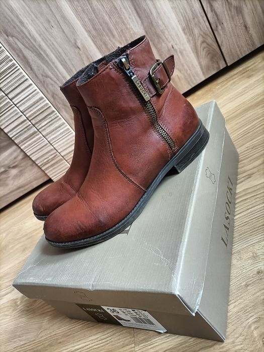 Brązowe botki skórzane Lasocki 36