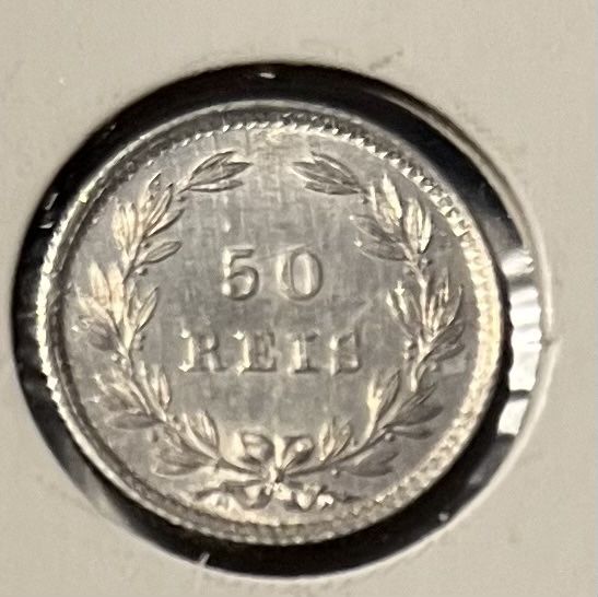 moeda de 50 Reis prata D. Luis 1889