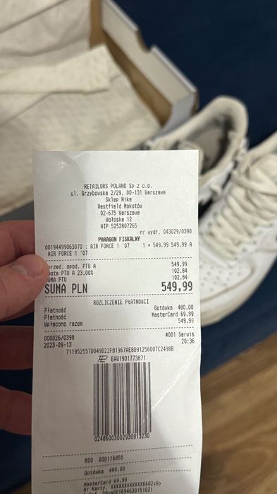 Nike Air Force 1 ’07 | pudełko + paragon