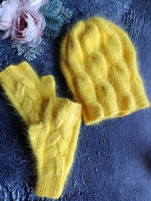 Шапка чепчик варежки повязка бактус