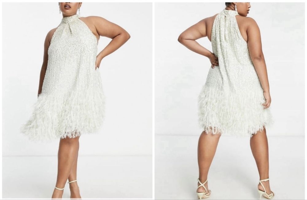 Asos miętowa 52 pióra , cekiny