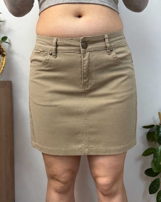 Spódnica przed kolano beżowa do kolan bawełniana spódniczka skirt Onado Jeans rozmiar L 40