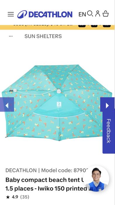 Tenda de praia Decathlon para bebé