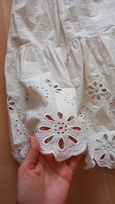 H&M długa haftowana sukienka boho 40/42