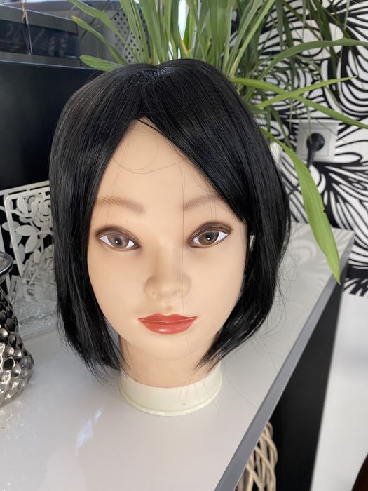 Toppet tupet dopinka treska peruka czarna bob włosy