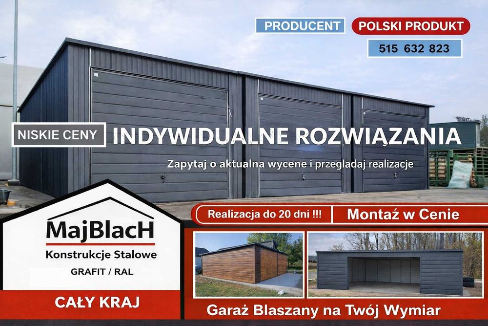 Wiata ZŁOTY DĄB /Hala Garaż / RAL | Montaż Gratis – Maj-BlacH
