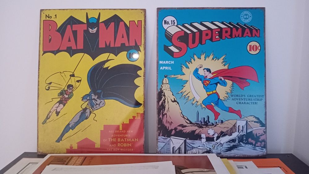 Pôster metálico de Batman e Superman