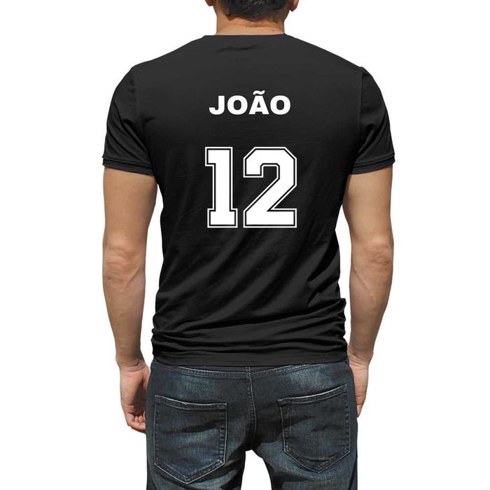 T-shirt unissexo Algodão personalizada nome e número | Preto ou Branco