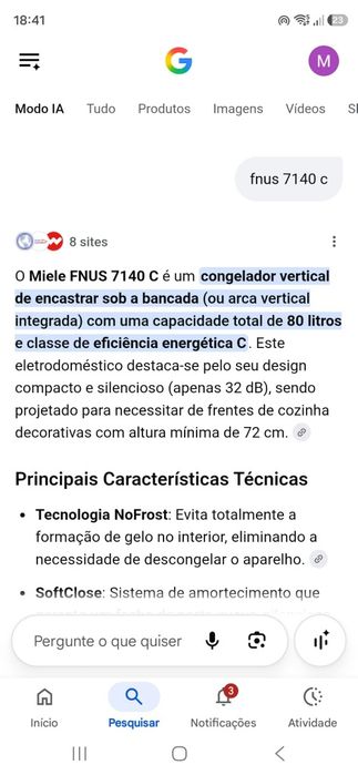 Congelador vertical de encastre Miele perfeito