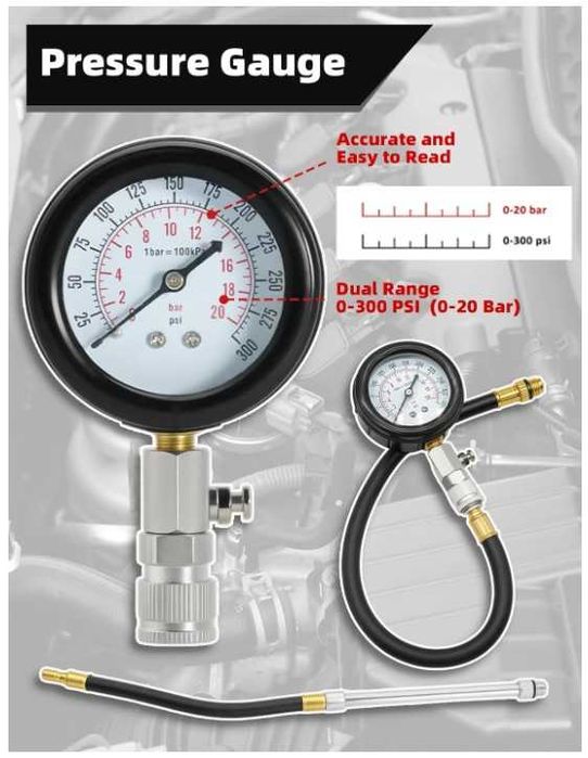 Tester kompresji silnika 11 elementów 0-20bar Wvoillty