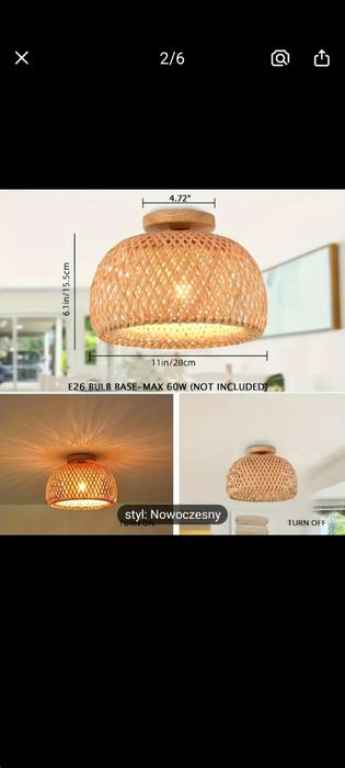 Rustykalna lampa sufitowa