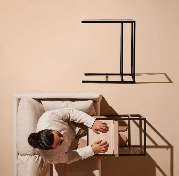 Laptop stand, black/glass, 35x65 cm