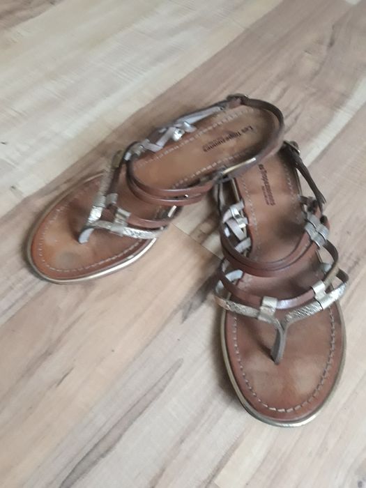 Skórzane sandały braz,zloto 39
