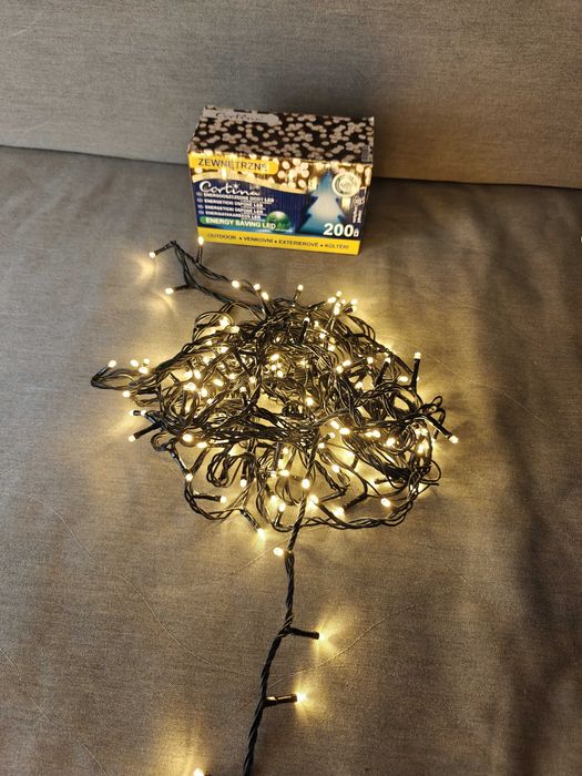 Cortina lampki choinkowe 200 LED zewnętrzne świąteczne ciepły biały