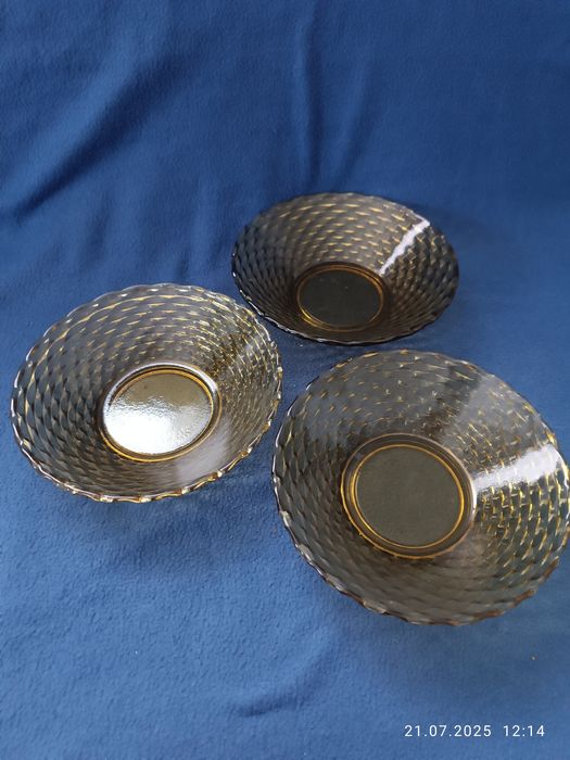 Miski szkło kolorowe huta prądniczanka kolor słomkowy prl