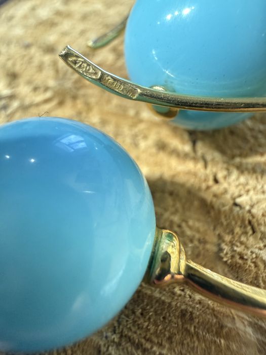 Зрлоті італійськи сережки з бірюзою