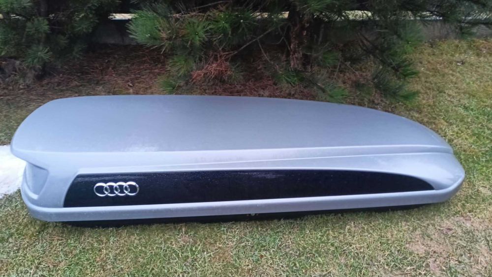 Box dachowy bagażnik Audi line 600 platinum glossy jak nowy