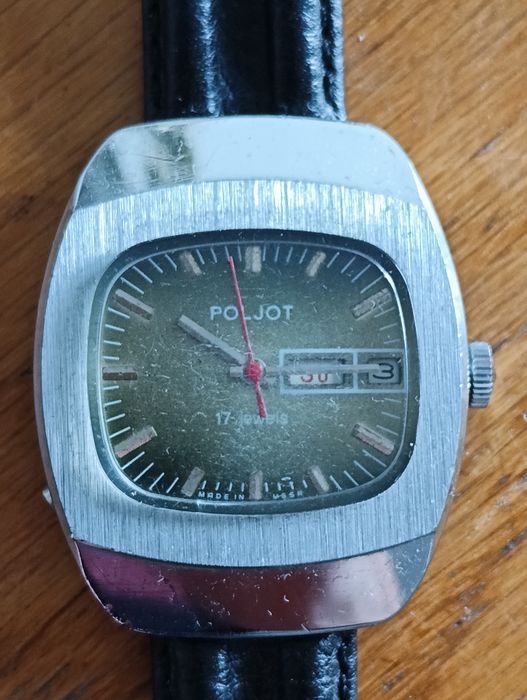 Zegarek mechaniczny  Poljot, odrestaurowany, pasek skóra
