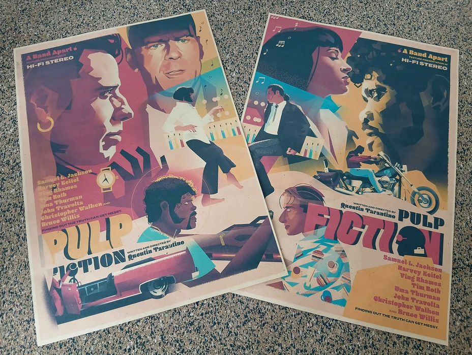 2 Posters - "Pulp Fiction" de Tarantino (papel kraft, 30x42 cm cada)