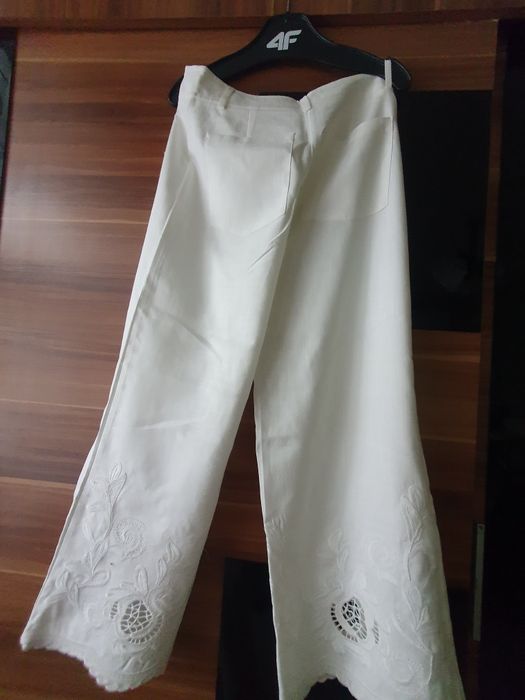 Lniane spodnie biale Reserved 38