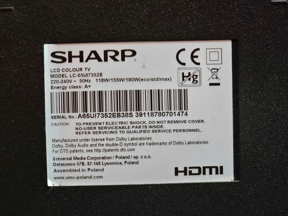 Sharp LC-65UI7352E Gwarancja