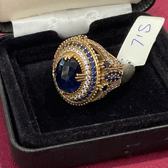 Anel em prata com banho de ouros medi,23 mm