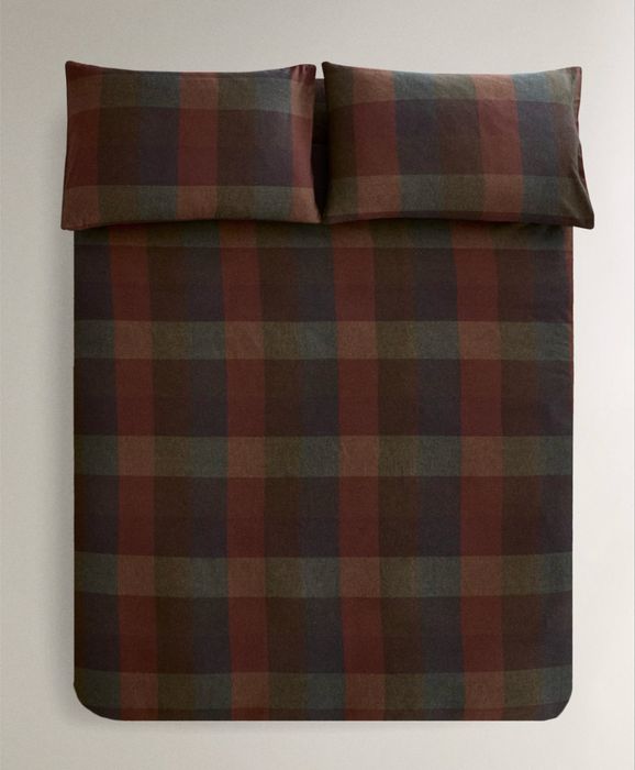 (Cama 90cm: 150 × 220 cm) Capa De Edredão Flanela Quadrados Zara Home