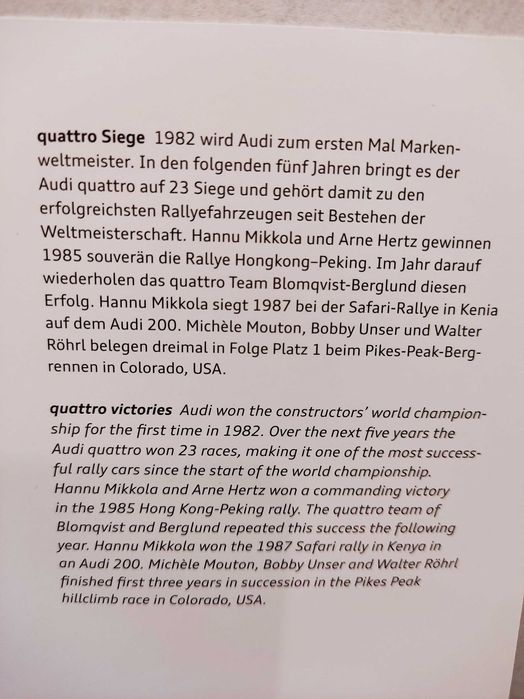 Pocztówka widokówka Audi quattro victories