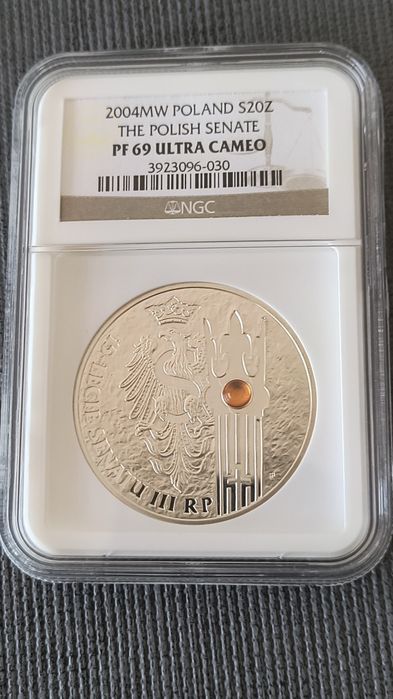 20 złotych srebro NBP 15 Lecie Senatu III RP bursztyn