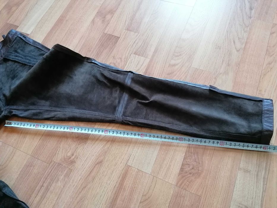 Spodnie skórkowe XS damskie brązowe prawdziwa skóra, brąz
