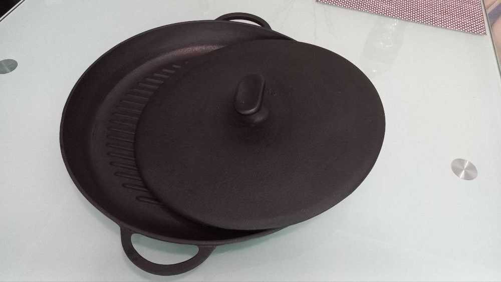 Чавунна сковорода-гриль SYTON З кришкою-пресом