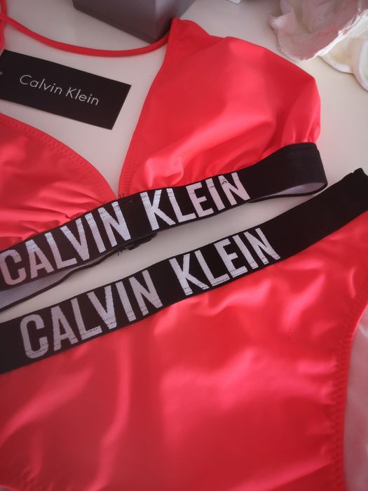 Kostium kąpielowy dwuczęściowy Calvin Klein strój czerwony L xl