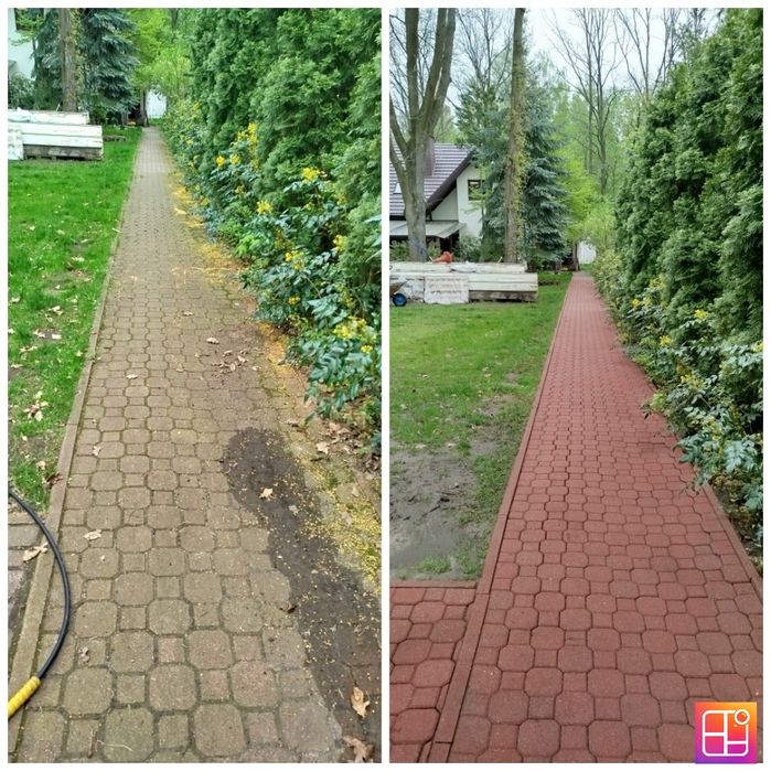 Mycie czyszczenie kostki brukowej elewacji ogrodzeń betonowych