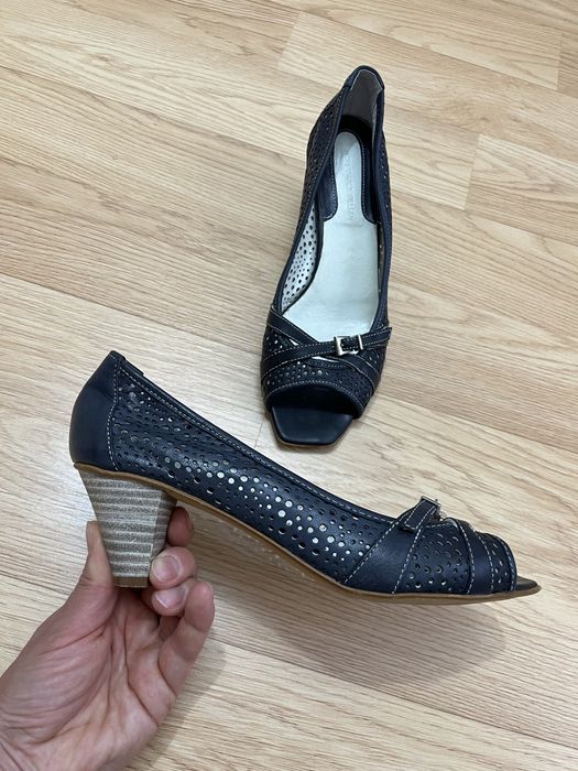 Buty na obcasie ażurowe czólenka damskie 39