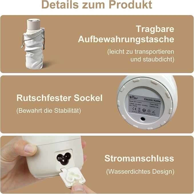 Przenośny Czajnik Bear 300 ml (3w1)