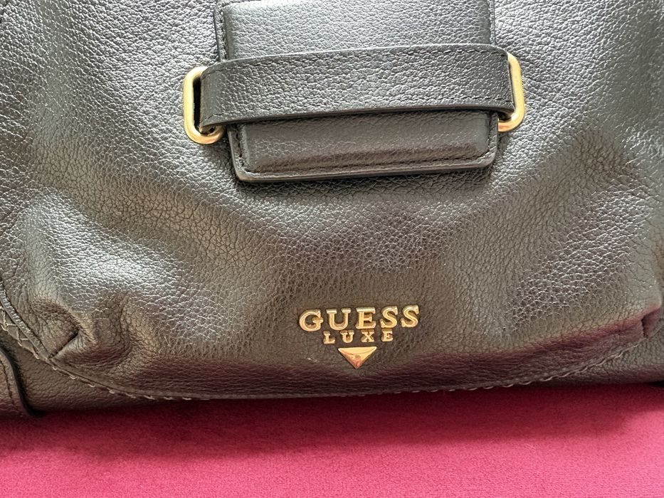 Toreba Guess Lux, 100% skóra, ORYGINAŁ, czarna, pojemna