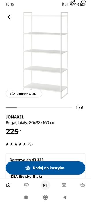 Regały Jonaxel IKEA biały 80x38x160 cm