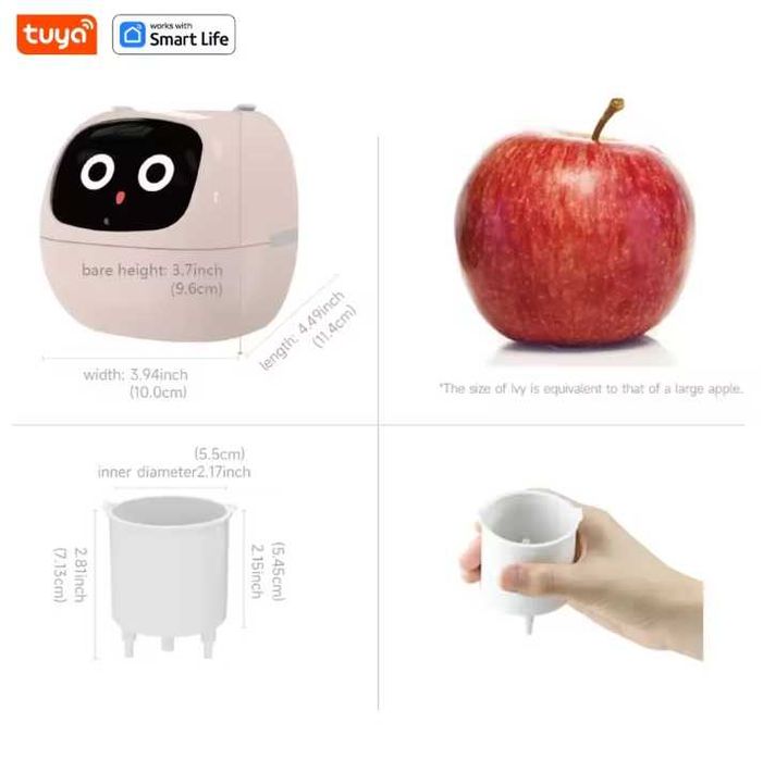 Умный интерактивный горшок для растений Tuya Ivy Smart Planter белый