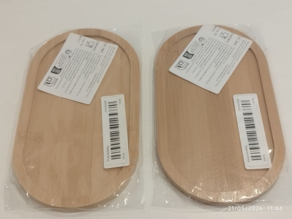 Par de Mini Tabuleiros de Bambu para Amenities / Lavabo — Novos e Selados
