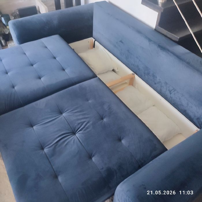 Kanapa rozkładana sofa granat welur