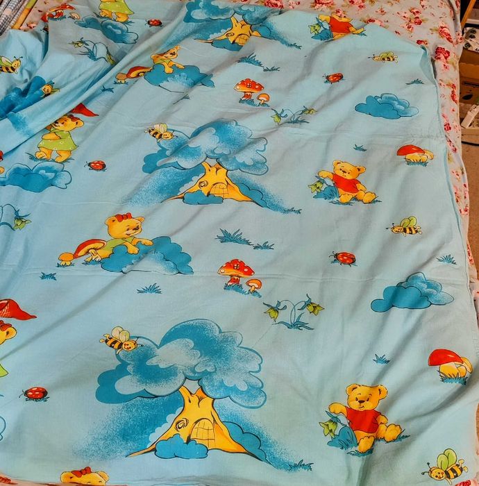 Детский пододеяльник голубой с медвежатами 180х140 хлопок