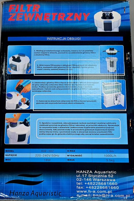 Flitr zewnętrzny do akwarium HW-302
