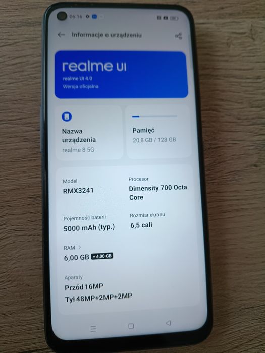 Realme 8 5g, 6/128Gb